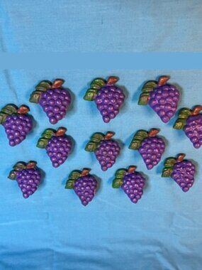 Twelve (12) Hand Painted Cast Iron Grape Drawer Pulls Set of Twelve (12) 10316